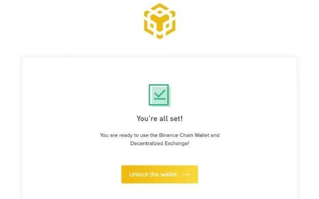 Chọn unlock the wallet để hoàn tất việc đăng ký