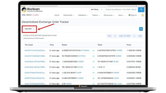 Chọn vào mục Select DEX