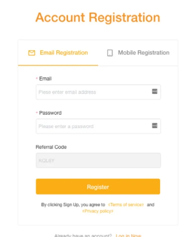 Điền đầy đủ thông tin mà sàn giao dịch yêu cầu rồi nhấn chọn Register để đăng ký