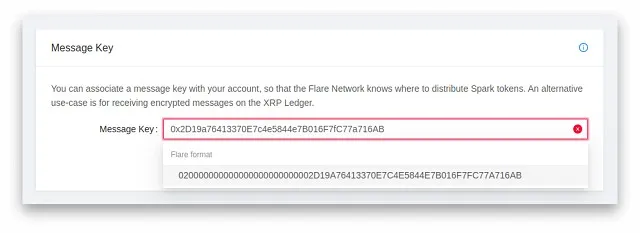 Định dạng Message Key để claim nhận Spark Token