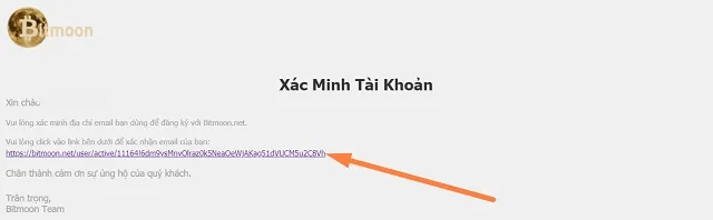 Nhấn vào đường link để xác minh tài khoản