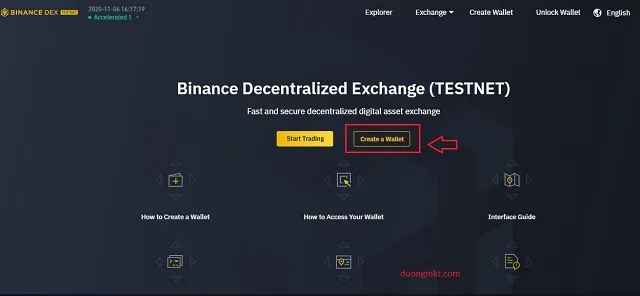 Truy cập vào trang web để tạo ví sử dụng